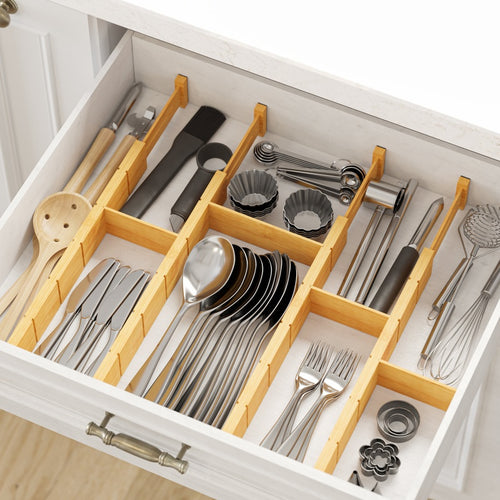 Bamboo Adjustable Drawer Divider Set Trade Pack of One Hundred