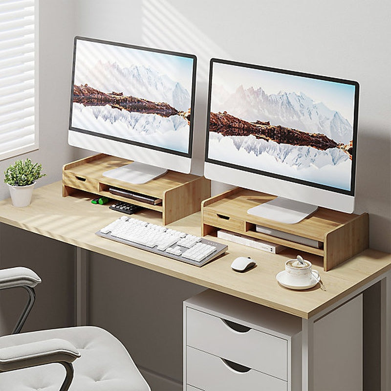 Bamboo Monitor Riser with Drawer
