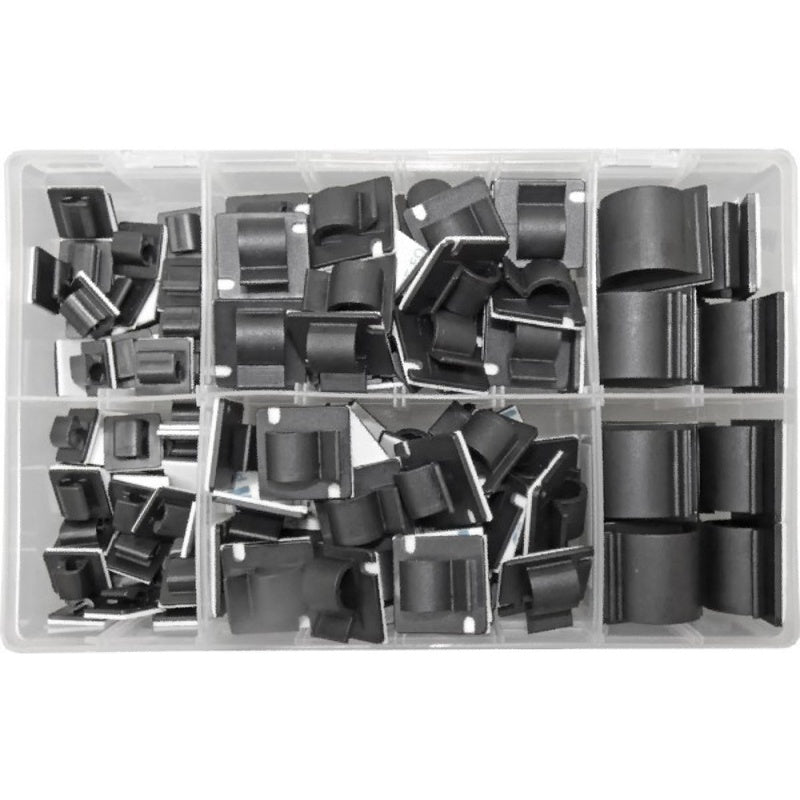 Black Steel Adhesive Cable Clip Set of Twelve