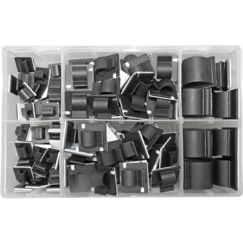 Black Steel Adhesive Cable Clip Set of Twelve
