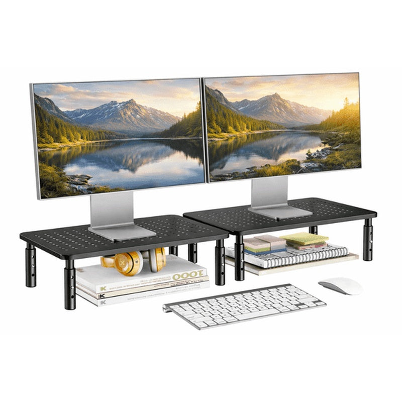 Black Steel Adjustable Height Monitor Riser Trade Pack of Twenty