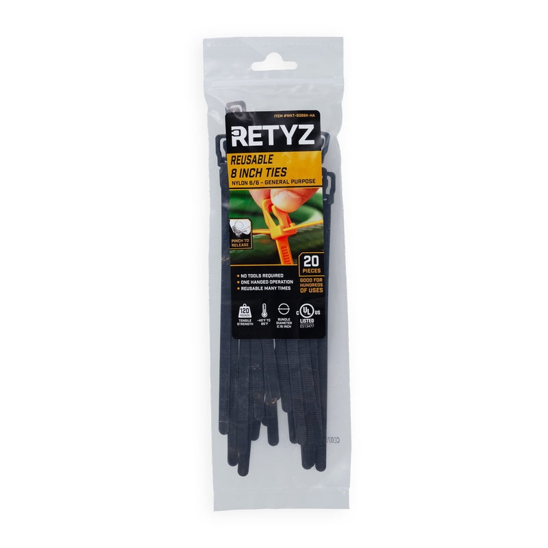 Black Steel Cable Ties Reusable Pack of Twenty