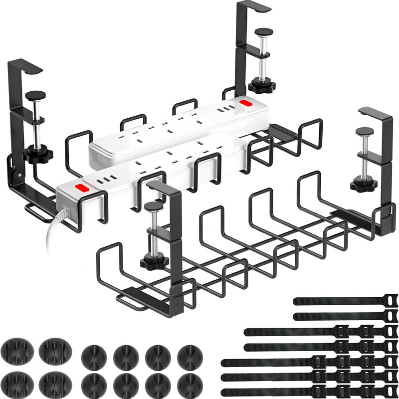 Black Steel Desk Cable Management Kit