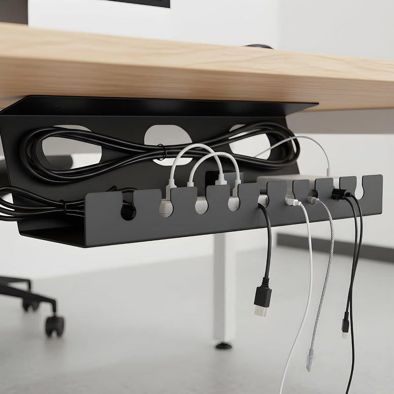 Black Steel Desk Edge Cable Catch