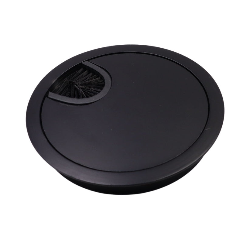 Black Steel Desk Grommet with Brush