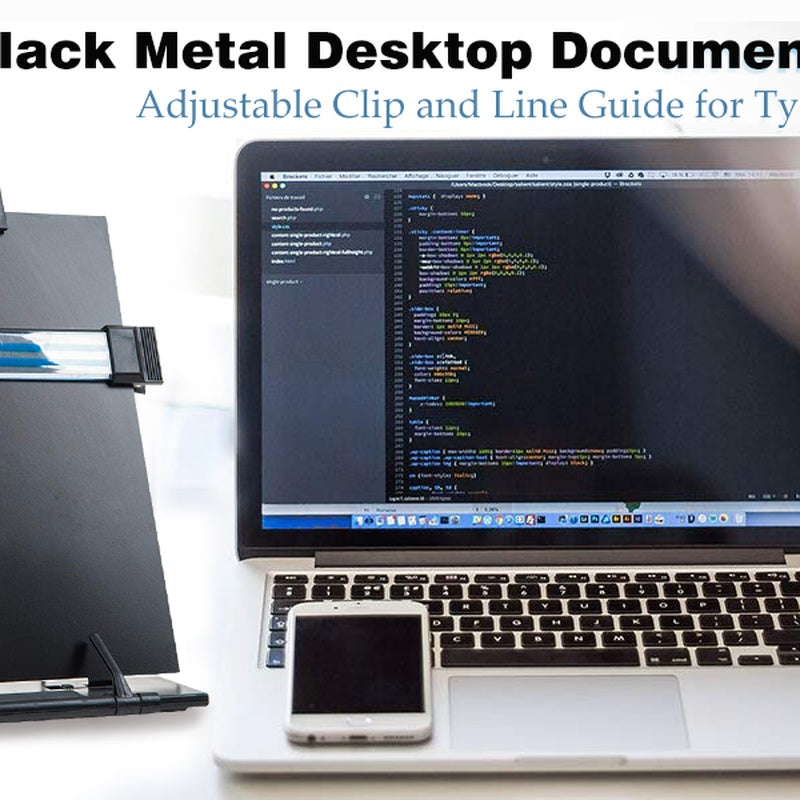 Black Steel Document Holder with Line Guide