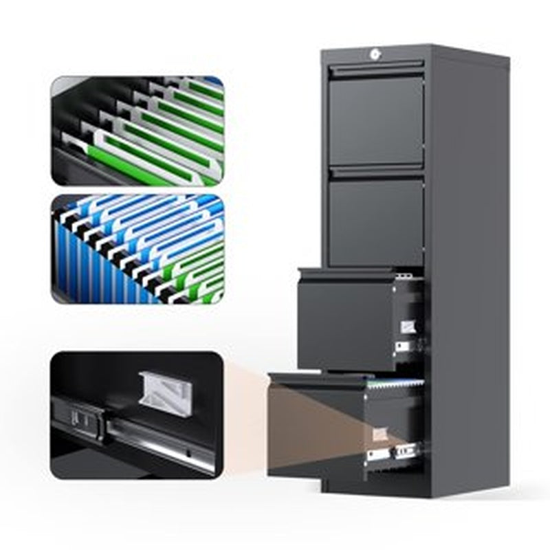 Black Steel Post and Filing Caddy