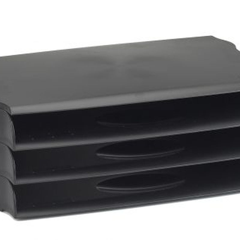 Black Steel Stacking Letter Tray Set of Three Trade Pack of Twenty