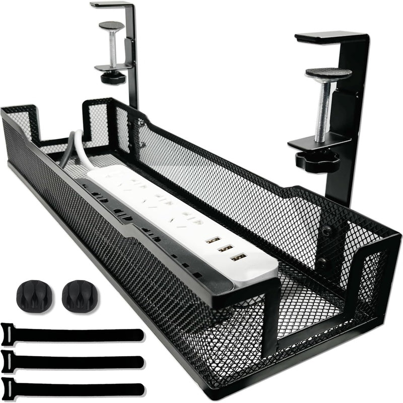 Black Steel Under Desk Cable Tray