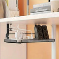 Black Steel Under Desk Router Shelf