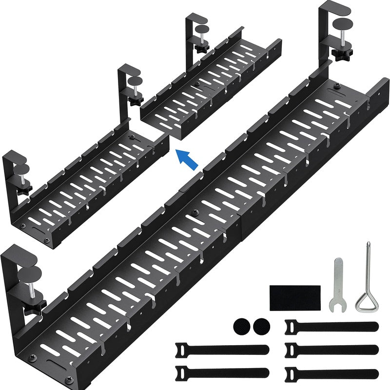 Black Steel Wide Under Desk Cable Tray Trade Pack of Fifty
