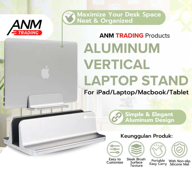 Brushed Aluminium Vertical Laptop Stand Trade Pack of Fifty
