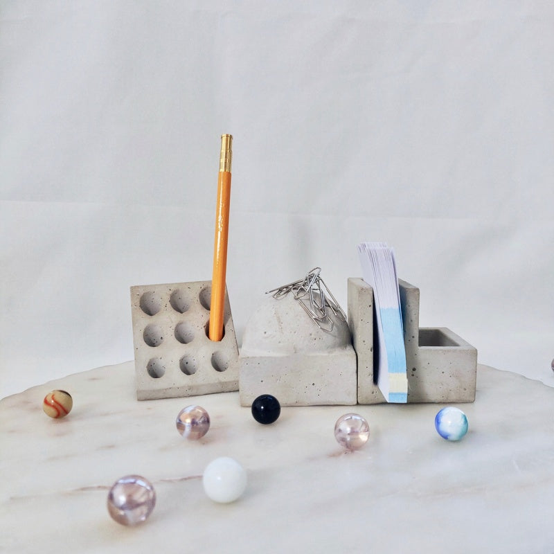Cast Concrete Desk Tidy Set of Three Trade Pack of Fifty