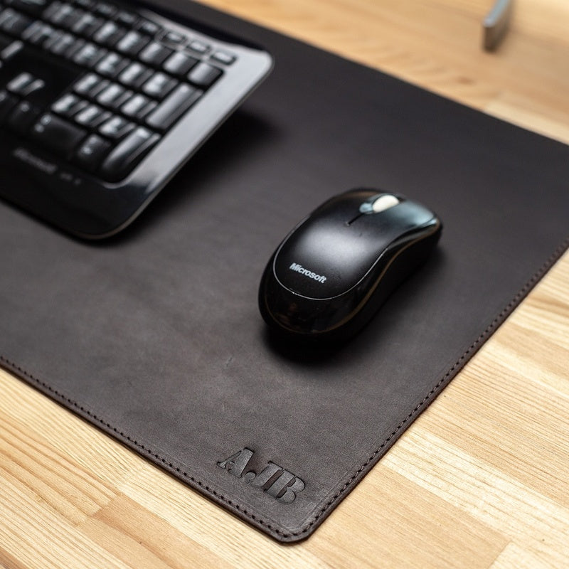 Full Grain Leather Desk Mat Charcoal