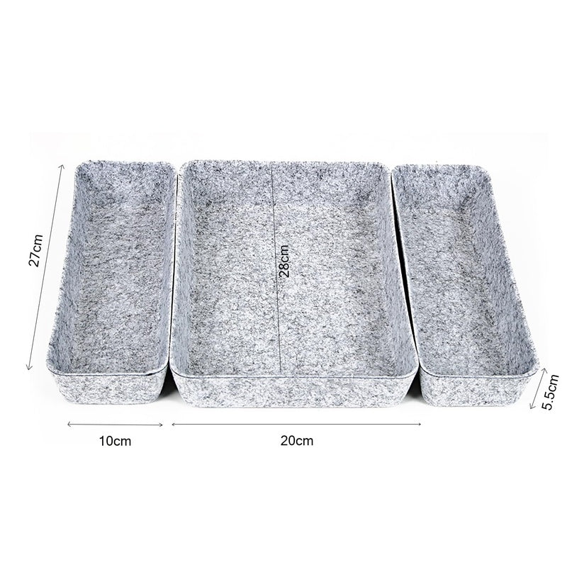 Recycled Felt Drawer Organiser Tray Set of Three