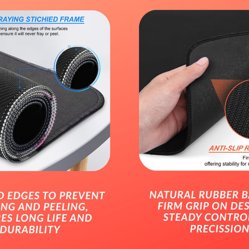 Rubber Desk Mat with Stitched Edge Tan