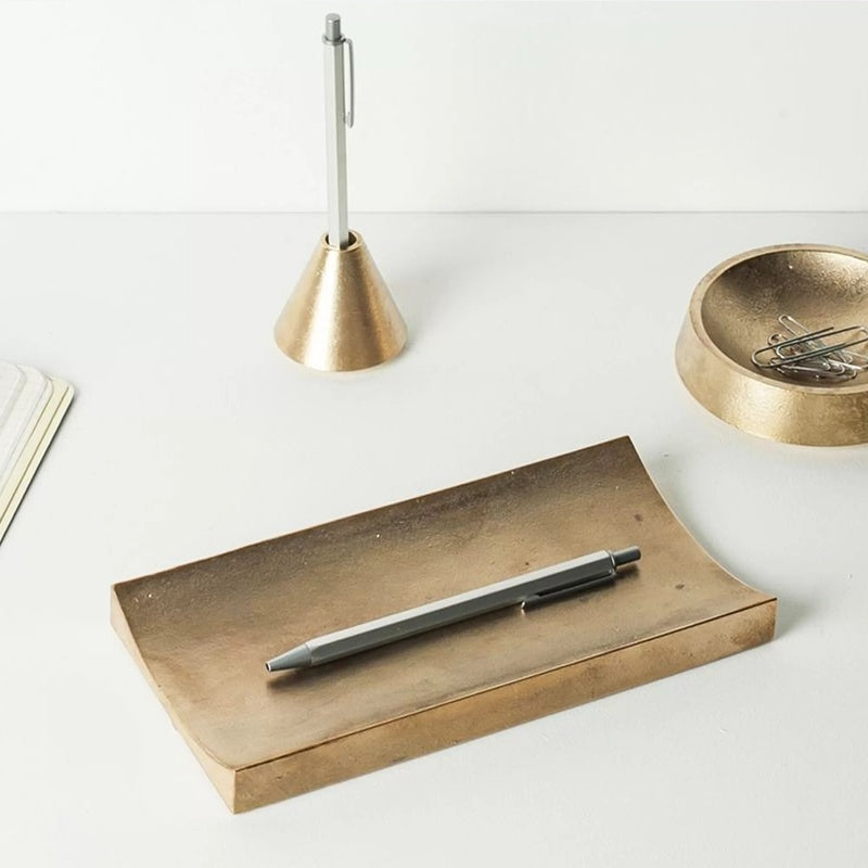 Solid Brass Pen Tray Flat