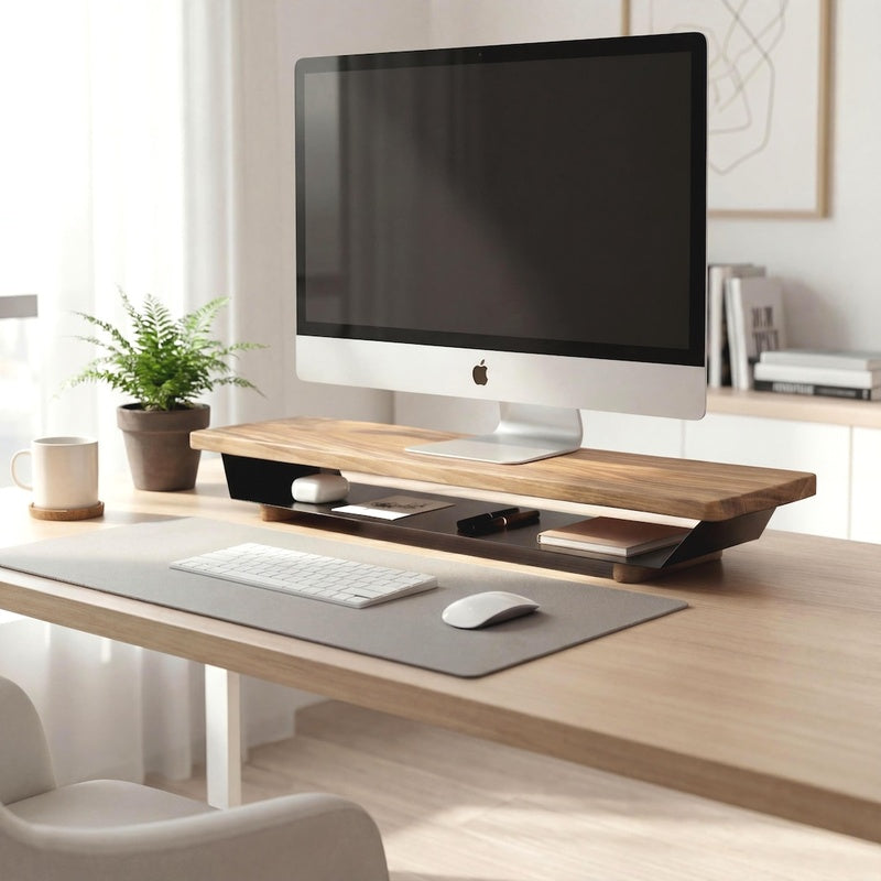 Solid Oak Monitor Riser with Wireless Charging Trade Pack of Twenty