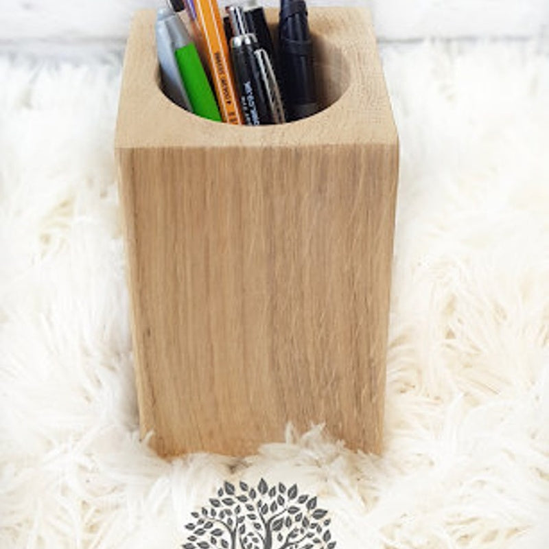 Solid Oak Pen Pot