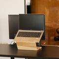 Solid Oak Sit Stand Laptop Riser