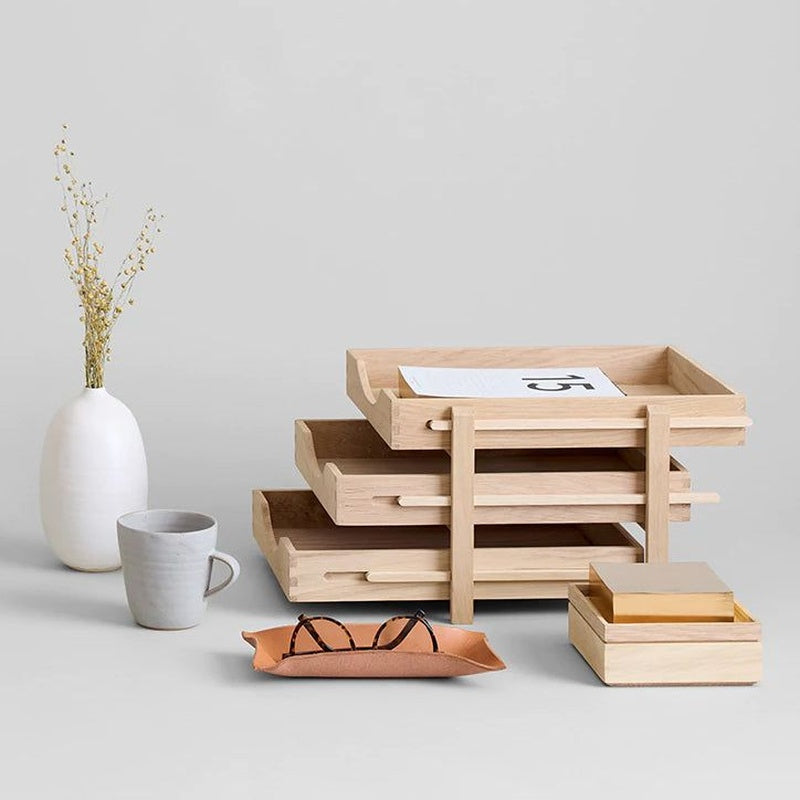 Solid Oak Stacking Letter Tray Set of Three Trade Pack of Fifty