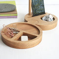 Solid Oak Two Compartment Desk Tidy