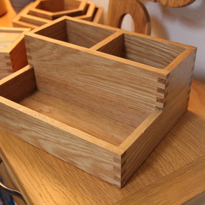 Solid Oak Two Compartment Desk Tidy Trade Pack of Fifty