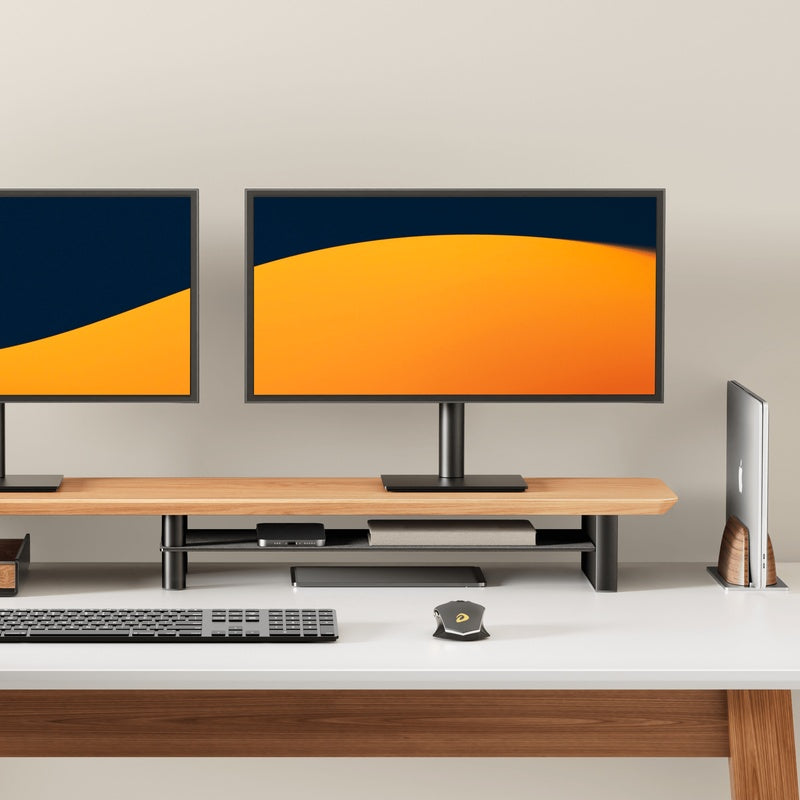 Solid Oak Wide Monitor Riser for Two Screens Trade Pack of Twenty