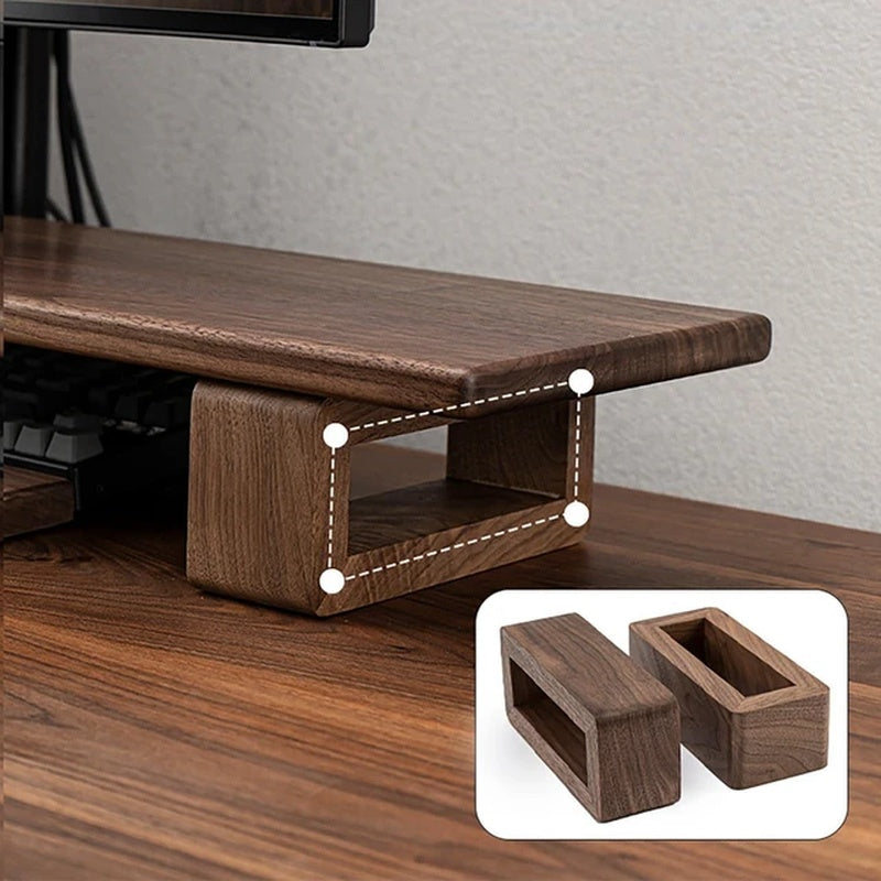 Solid Walnut Corner Monitor Riser