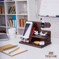 Solid Walnut Desk Tidy with Phone Stand Trade Pack of Fifty