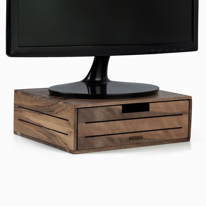 Solid Walnut Monitor Riser with Drawer Trade Pack of Twenty