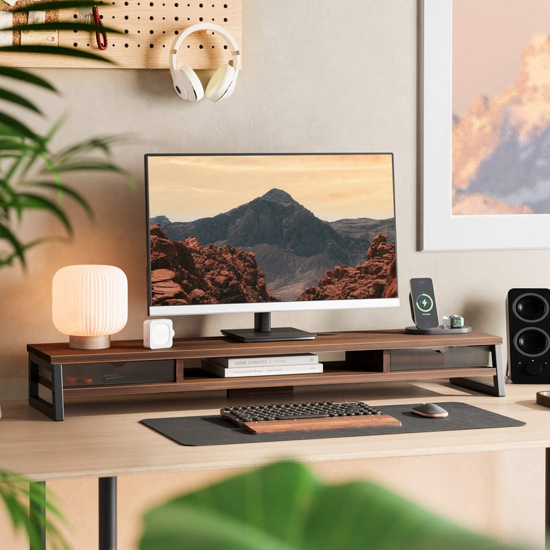 Solid Walnut Monitor Riser with Wireless Charging Trade Pack of Ten