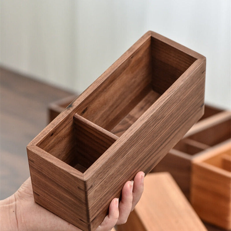 Solid Walnut Two Compartment Desk Tidy Trade Pack of Fifty
