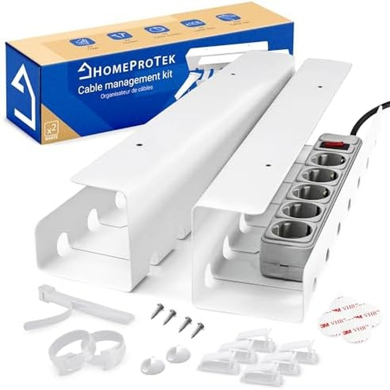 Warm White Steel Desk Cable Management Kit