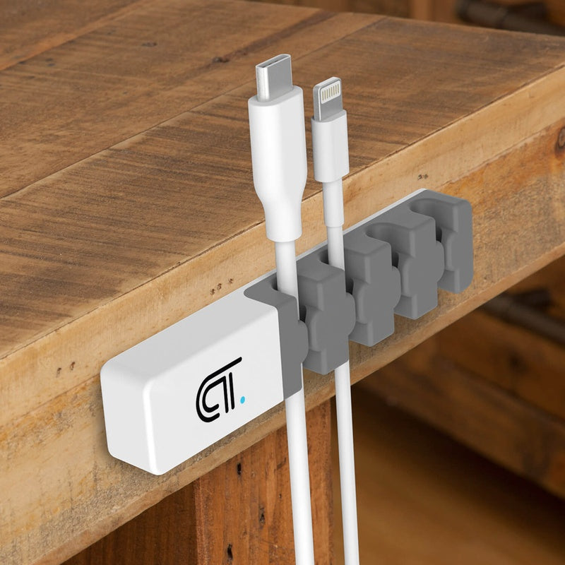 Warm White Steel Desk Edge Cable Catch