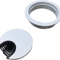 Warm White Steel Desk Grommet with Brush