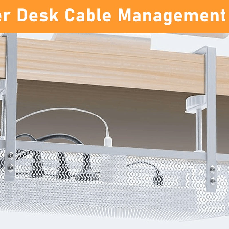 Warm White Steel Under Desk Cable Tray