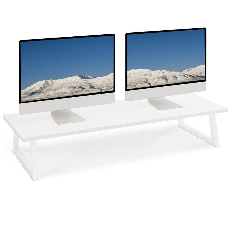 Warm White Steel Wide Monitor Riser for Two Screens Trade Pack of Fifty