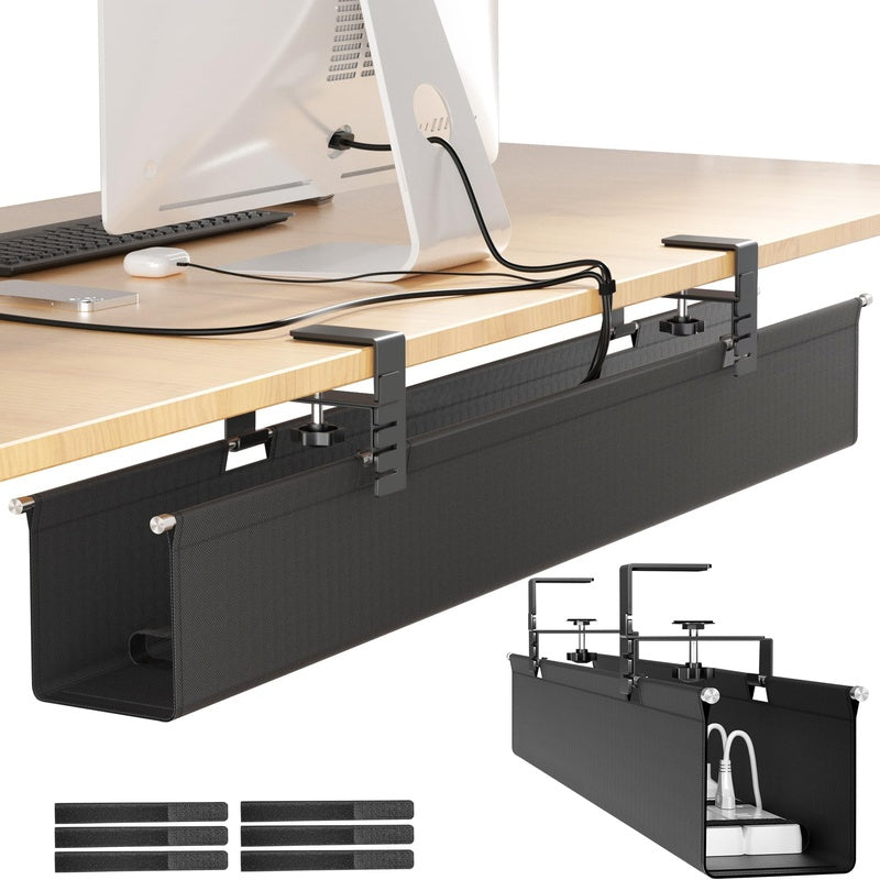 Warm White Steel Wide Under Desk Cable Tray